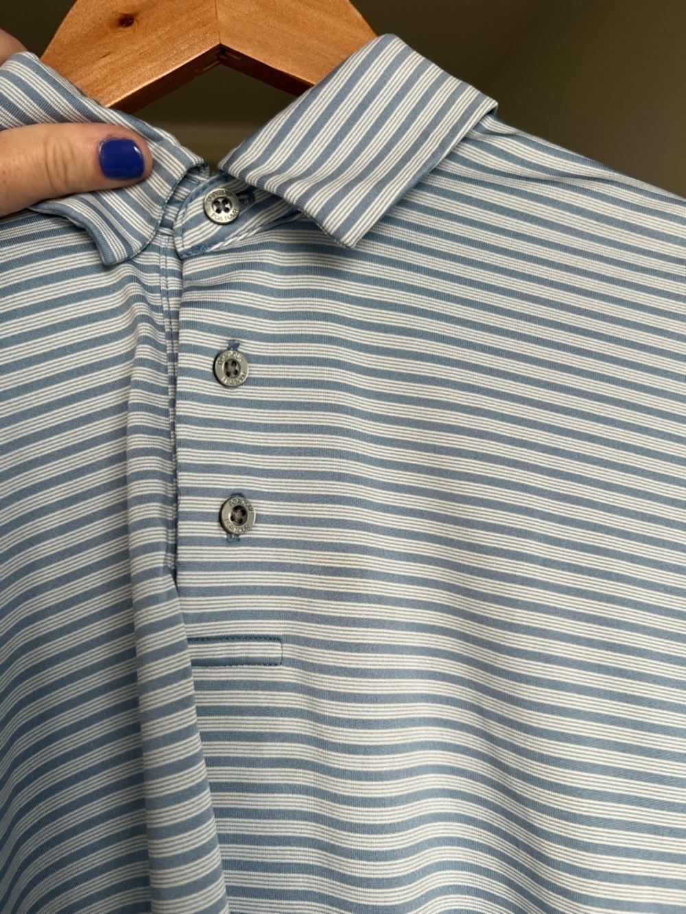 Men's PGA Light Blue Striped Golf Shirt - L - Picture 6 of 7